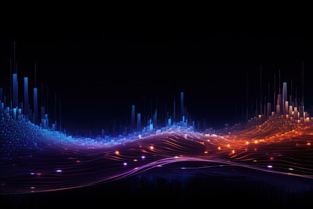 Glowing data streams in a digital realm.Generated with AIの素材