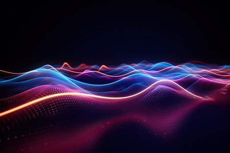 Glowing data streams in a digital realm.Generated with AIの素材