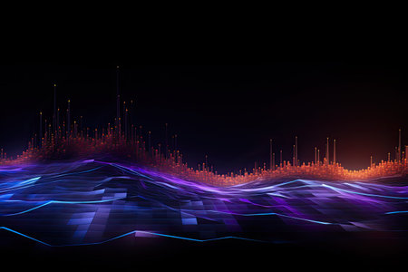 Glowing data streams in a digital realm.Generated with AIの素材