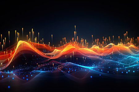 Glowing data streams in a digital realm.Generated with AIの素材