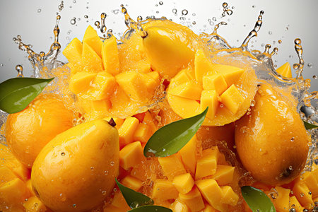 Ripe and delicious mangoes. isolation white background,Generated with AIの素材