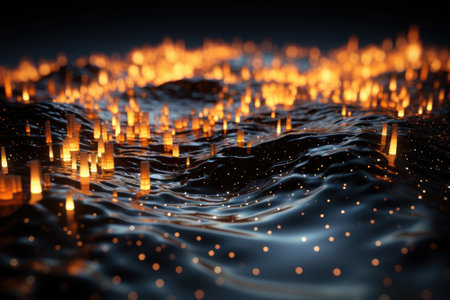 Glowing data streams in a digital realm.Generated with AIの素材