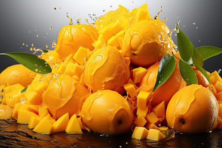 Ripe and delicious mangoes. isolation white background,Generated with AIの素材