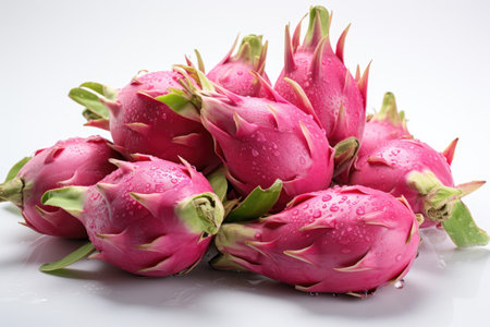 A vibrant, exotic dragon fruit and sliced . isolation white background,Generated with AIの素材
