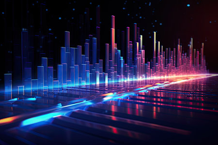 Glowing data streams in a digital realm.Generated with AIの素材