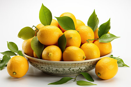 Freshly harvested lemons and sliced . isolation white background,Generated with AIの素材