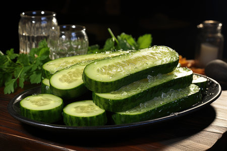 Green zucchinis, sliced and ready. isolation white background,Generated with AIの素材