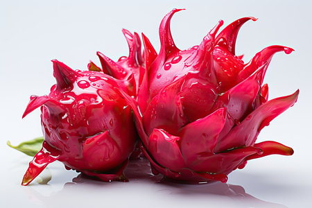 A vibrant, exotic dragon fruit and sliced . isolation white background,Generated with AIの素材