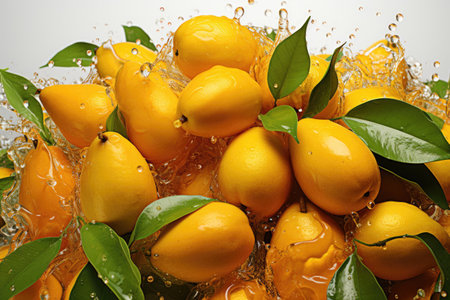 Ripe and delicious mangoes. isolation white background,Generated with AIの素材