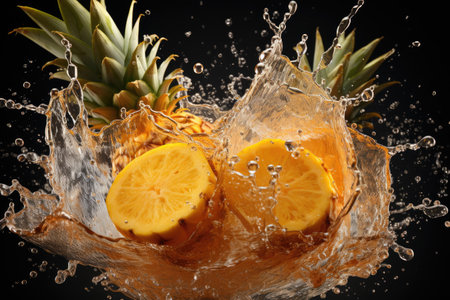 A refreshing pineapple slice. isolation white background,Generated with AIの素材