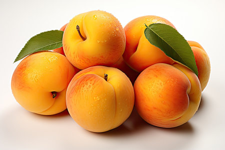 A group of plump, juicy peaches. isolation white background,Generated with AIの素材