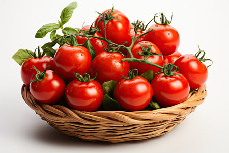A basket of cherry tomatoes. isolation white background,Generated with AIの素材