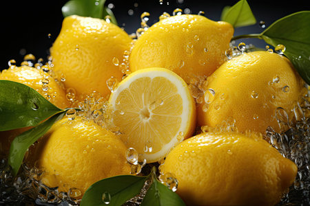 Freshly harvested lemons and sliced . isolation white background,Generated with AIの素材