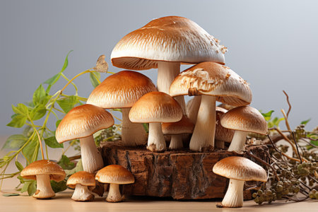 A bunch of earthy mushrooms. isolation white background,Generated with AIの素材
