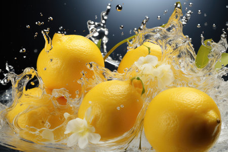 Freshly harvested lemons and sliced . isolation white background,Generated with AIの素材