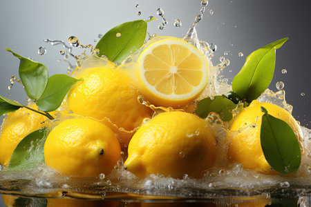 Freshly harvested lemons and sliced . isolation white background,Generated with AIの素材