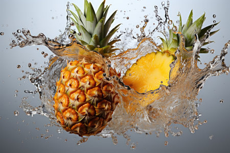 A refreshing pineapple slice. isolation white background,Generated with AIの素材