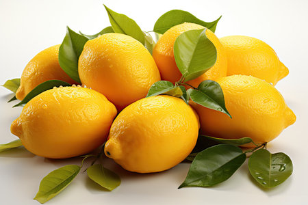 Freshly harvested lemons and sliced . isolation white background,Generated with AIの素材