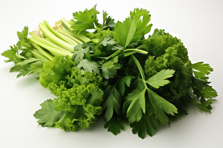 Fresh, aromatic herbs like cilantro and parsley. isolation white background,Generated with AIの素材