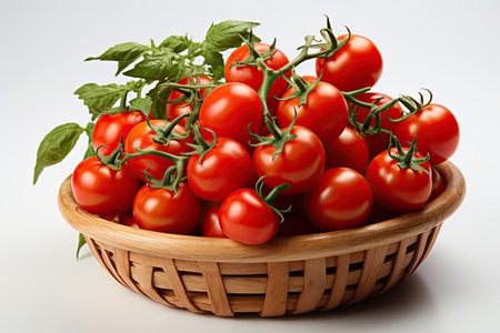 A basket of cherry tomatoes. isolation white background,Generated with AIの素材