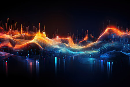 Glowing data streams in a digital realm.Generated with AIの素材