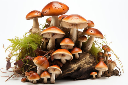A bunch of earthy mushrooms. isolation white background,Generated with AIの素材