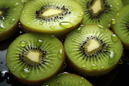 A close-up of kiwi and slices. isolation white background,Generated with AIの素材