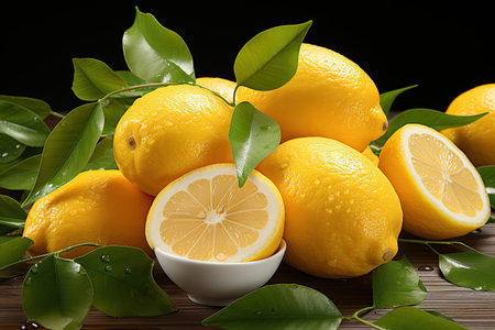 Freshly harvested lemons and sliced . isolation white background,Generated with AIの素材