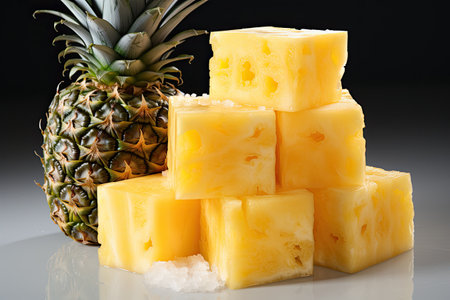 A refreshing pineapple slice. isolation white background,Generated with AIの素材