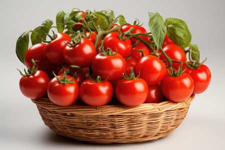 A basket of cherry tomatoes. isolation white background,Generated with AIの素材