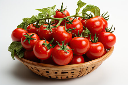 A basket of cherry tomatoes. isolation white background,Generated with AIの素材