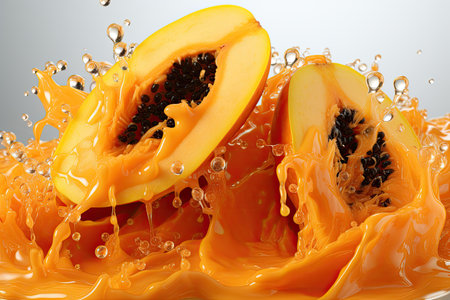 Juicy, sliced papaya.isolation white background,Generated with AIの素材