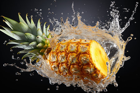A refreshing pineapple slice. isolation white background,Generated with AIの素材