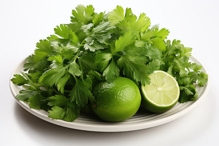 Fresh, aromatic herbs like cilantro and parsley. isolation white background,Generated with AIの素材