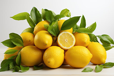 Freshly harvested lemons and sliced . isolation white background,Generated with AIの素材