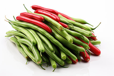 A bundle of green beans. isolation white background,Generated with AIの素材