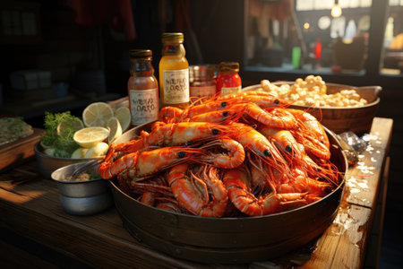 Fishermen cultivate and research shrimp in organic farms, catch shrimp to sell in market,の素材