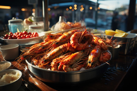 Fishermen cultivate and research shrimp in organic farms, catch shrimp to sell in market,の素材
