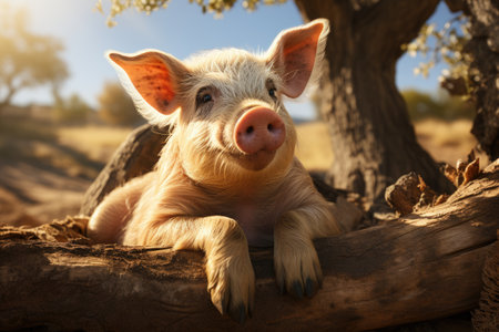 Farmers raise pigs, breed conduct organic research pigs in farms, pigs sell in market, food in restaurantsの素材