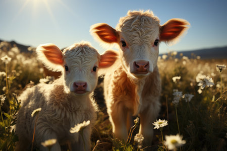 Farmers raise sheep with great joy, in farms, shear sheep to sell in market, farm scene with happy sheepの素材