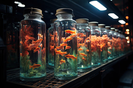 Fishermen raise fish in farms with great joy and catch fish to sell in the market.の素材