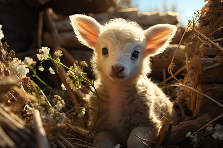 Farmers raise sheep with great joy, in farms, shear sheep to sell in market, farm scene with happy sheepの素材