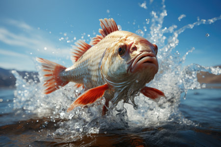 Fishermen raise fish in farms with great joy and catch fish to sell in the market.の素材