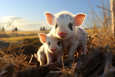 Farmers raise pigs, breed conduct organic research pigs in farms, pigs sell in market, food in restaurantsの素材