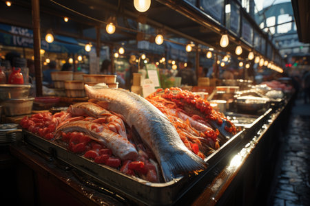Fishermen raise fish in farms with great joy and catch fish to sell in the market.の素材