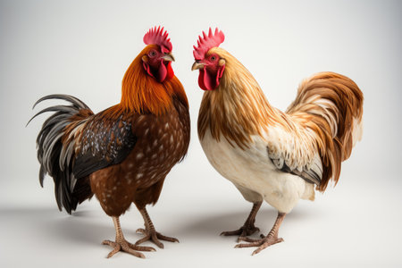 chickens exploring the farm, roaming freely in a grassy field,Generated with AIの素材