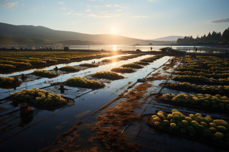 Fishermen cultivate and research clams in organic farms, catch to sell in market, as ingredients in restaurants.の素材