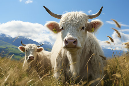 A cowherd raises cows happily farm wide pasture. products from cows for sale meat , milk, cheese, butterの素材