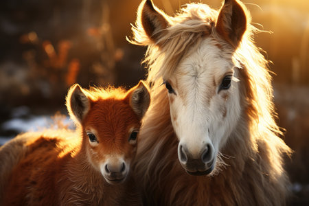 Horses live a life of freedom in wide grassy fields.Generated with AIの素材