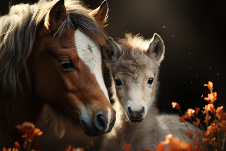 Horses live a life of freedom in wide grassy fields.Generated with AIの素材